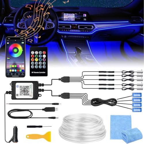 Auto LED Innenbeleuchtung,6M RGB Auto LED Umgebungslicht,Led Atmosphäre Licht Auto mit APP Steuerung und Fernbedienung,Innenraum Fußraumbeleuchtung Atmosphärenlicht,Auto Atmosphärenlicht