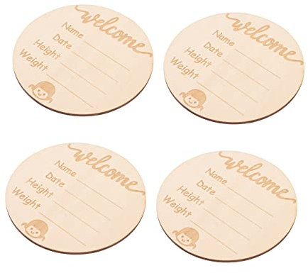 CIMAXIC 4stücke Namensschild Aus Holz Geburtsanzeige Fürs Kinderzimmer Willkommensschild Neugeborenen Foto Requisiten Zum Anbringen An Kleidung Oder Decke