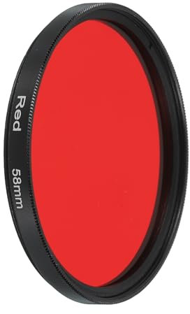 sourcing map 58mm Lens Filter,Full Red Camera Filter Scratch Optical Glass Round Fluorescent Filters Universal for Camera Photography Lens