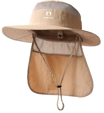 FURTALK Sonnenhut für Damen und Herren mit Nackenschutz UPF 80 atmungsaktiver Outdoor Angler und Wanderhut