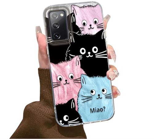 Tedyhulle Hülle für Samsung Galaxy S20 FE 2022/ S20 FE 4G 5G Handyhülle mit Niedliche Farbe Katze Aesthetic Muster, Bunt Dünne Weich TPU Schutzhülle Stoßfest Cartoon Frauen Mädchen Geschenk Hüllen