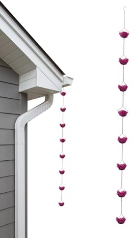 Qkbuza Regenketten | Regenrinne aus Metall, Rosa, Ersatz für Abfahrten – Werkzeug zum Ablassen und Auffangen von Wasser für Abfahrten | Haus, Außenbereich, Schuppen, Garten