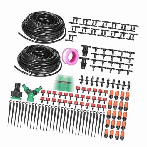 Fesjoy Bewässerungssystem, Pflanzenbewässerungsset für den Garten mit Tropfbewässerungsdüsen und 40-m-Schlauch (Mehrfarbig #-1)