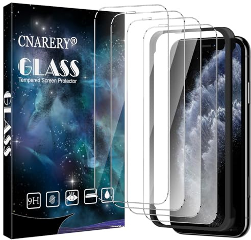 Cnarery Screen Protector for iPhone 11 Pro Max/XS Max 6.5-Inch,4 Pack | Full-Coverage Tempered Glass Film with Installation Frame, Anti Scratch, Anti Impact, HD Clear, Bubble Free, Case Friendly