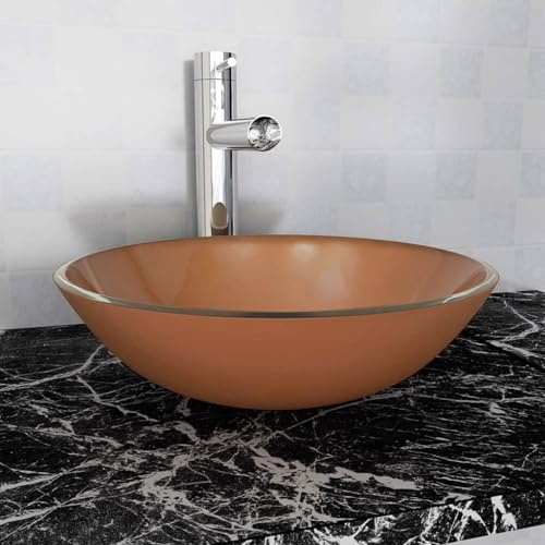 Générique Lavabo Verre trempé 42 cm Marron,Équipements sanitaires,Éviers & lavabos,Lavabos,142232