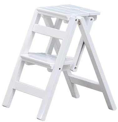 Les escaliers pliants, Escabeau Pliant en Bois Blanc 2 marches for Cuisine bibliothèque à Domicile
