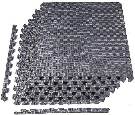 BalanceFrom Puzzle-Trainingsmatte mit ineinandergreifenden EVA-Schaumstofffliesen für MMA, Gymnastik, Heim-Fitnessstudio, schützender Boden, verschiedene Größen und Farben, 2,5 cm dick, 2,2 m², Grau