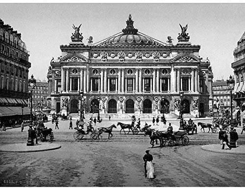 Wee Blue Coo The Opera House Paris France 1890 Old BW Art Print Poster Wall Decor Kunstdruck Poster Wand-Dekor-12X16 Zoll