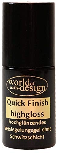 World of Nails-Design LED/UV Quick Finish highgloss, hochglänzendes Versiegelungsgel ohne Schwitzschicht Pinselflasche 6ml
