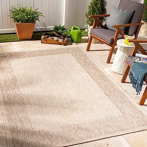 Livabliss Outdoor Teppich Crete - In- und Outdoor für Balkon, Terrasse, Garten, Küche - 160x213 cm, Boho Style, Beige und Creme