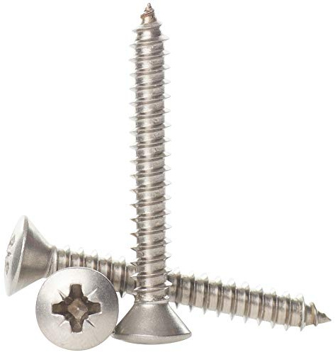 4.2mm x 25mm / No.8 x 1 A2 Stainless Steel Pozi Raised Countersunk Head Self Tappers Tapping Screws Din 7983-30 Pack