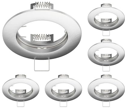 ledscom.de 6 Stück Deckeneinbaurahmen CIRC, rund, aluminium matt