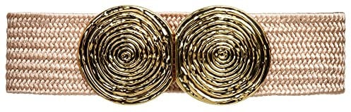 Caspar GU325 breiter elastischer Damen Stretch Taillengürtel mit goldfarbener Doppelschnalle, Gürtelgröße:70 [für Körperumfang 75-85 cm], Farbe:rosa