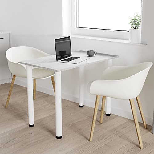AKKE 60x60 | Esszimmertisch - Esstisch - Tisch mit weißen Beinen - Küchentisch - Bürotisch | Beton