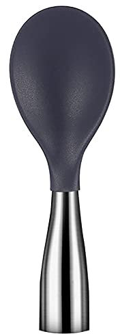 AHOUGER Cuillère à riz debout en acier inoxydable et silicone, cuillère de service à riz durable, cuillère à riz qui ne rouille pas, spatule à riz antiadhésive, améliorée et élégante, (gris)