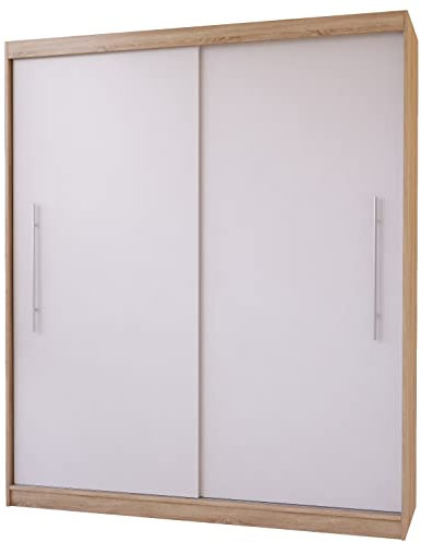 Fabryka Mebli Idźczak Schwebetürenschrank 203x218x58 cm mit laminierter Möbelplatte 16 mm & ABS-Kante - Metallführungen Rollenlager für platzsparende Aufbewahrung Schlafzimmer & Garderobe