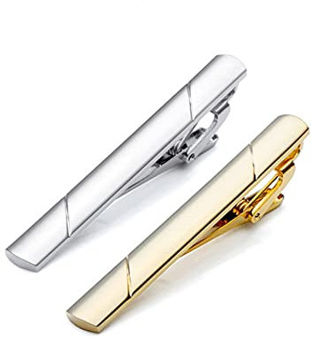 WSNDM 2PCS Pinces à Cravate Pour Homme, Pince à Cravate Cuivre, Slim Col Chemise Clips Set, Classique D'accessoires, Mode Costume Cadeau, pour Mariage Affaires Réunion
