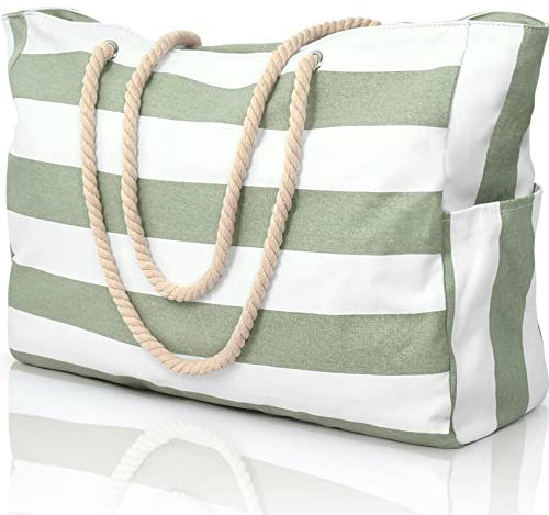 Becokan Beach Bags for Women Large Waterproof Beach Tote Bag Zipper Beach Bags Waterproof Sandproof Swim Pool Bag Large Tote