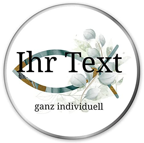 STEMPEL-FABRIK – personalisierbare runde Dose mit Name oder Wunschtext – Aquarell Motiv mit grünem Fisch – bedruckte Geschenkdose – ideale Keksdose, Metalldose, Plätzchendose