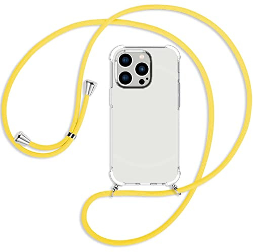 mtb more energy® Handykette kompatibel mit iPhone 14 Pro - Banana Gelb - Smartphone Hülle zum Umhängen - Anti Shock Full TPU Case