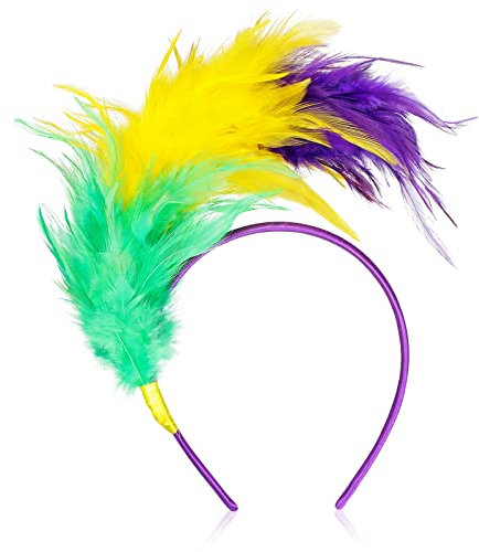 Bunt Feder Stirnband Fascinator Stirnbänder Cosplay Feder Haarband Karneval Party Kopfschmuck Regenbogen Feder Haarreif Kostüm für Ostertag Hochzeit Halloween Party (Helle Farbe)