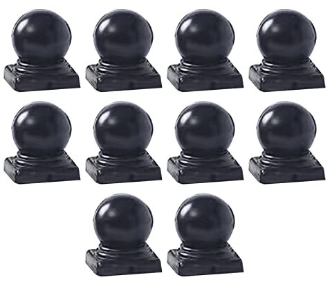 MFFIRE 10 Stüc Kugelkappen Pfostenkappen Mit Kugel Verzinkt Für Pfosten Pfahlkappe Schwarz,80x80mm