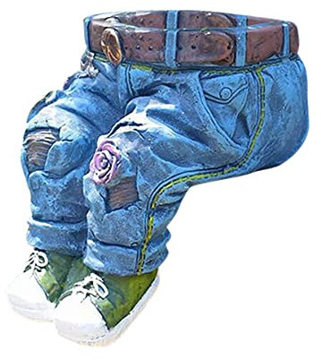 TONZN Kreative Jeans-Skulptur Harzhalter Schreibtischplatz Garten Hof Lustige Ornamente Blumentopf Vase (größe : A) ( A)