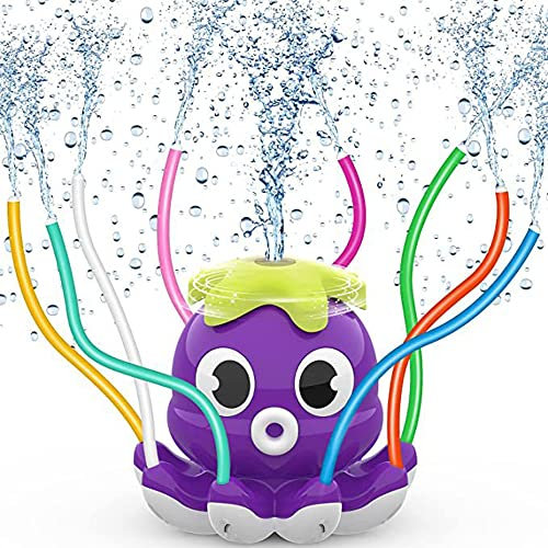 YEIBOBO ! Outdoor Octopus Water Spray Sprinkler for Kids and Toddlers 3+ Years Old Boy Girl, Summer Outside Toys Backyard Games with 8 Wiggle Tubes, Compatible with Garden Hose (Purple)