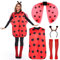 FORMIZON Marienkäfer Kostüm, Ladybug kostüm, Rot Marienkäferkostüm mit Flügeln, Beinärmel und Haarreif, Ladybug Party Outfit für Erwachsene