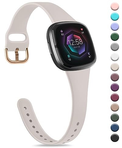 Wanme für Fitbit Versa 3/4 Armband & Sense/Sense 2 Armband für Damen Herren, Silikon Armbänder, Dauerhaft Dünnes Sport Ersatz Uhrenarmband