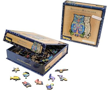 Philos 9084 - Artefakt Holzpuzzle 2 in 1 Eule, 199 Teile, in magnetischer Klappschachtel