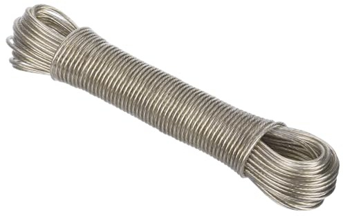 PATIKIL Plastikbeschichtete Wäscheleine, 3 mm x 20 m extra Starke Stahlkern-Wäscheleinen für das Trocknen von Kleidung, zum Aufhängen im Freien, transparent