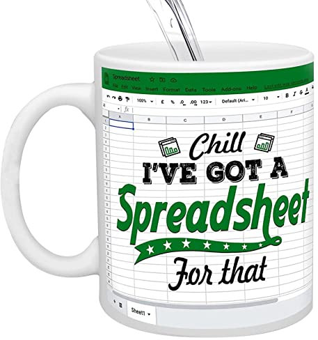 Freak in The Sheets Mug, Freak in The Sheets Excel Mug 350ml/11oz, Funny Spreadsheet Mug Gift, Coffee Tea Ceramic Cup for Accountants, CPAS, CFOs, Colleagues, Men, Women Mugs