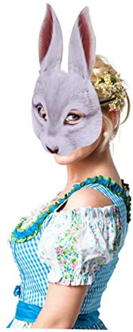 Vaguelly Maske Tier Kaninchen Venezianisch Häschen-halloween Osterkostüm Süßer Hase Karnevalskostüm Osterhase Ostern Hasengesichtsabdeckung Hasen-cosplay Weiß Erwachsener Zubehör 3d