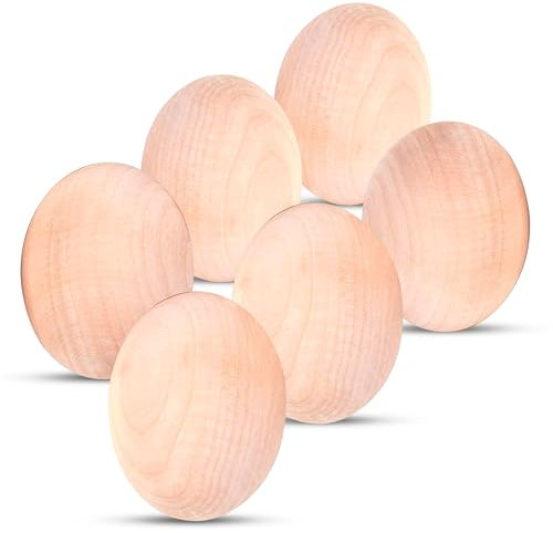 Importer AM 6 Stück Runde Boden Glatt Holz Unlackiert Ostereier Dekoration für Ostern Kreative DIY Handwerk für künstlerischen Spaß 6 einfarbige Eier (6 Stück)