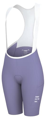 INBIKE Radlerhose Damen Gepolstert mit Tasche Kurz Sommer Sport Fahrradhose Radhose Sitzpolster Fahrrad Trägerhose Hose Rennrad Radsport Bib Shorts Lila S