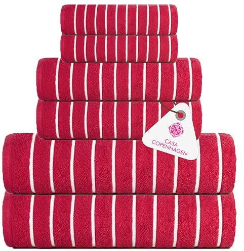 Casa Copenhagen Ecstatic 6-teiliges Handtuch-Set – Rosa, 600 g/m², 2 Badetücher, 2 Handtücher, 2 Waschlappen aus weicher ägyptischer Baumwolle für Badezimmer, Küche und Dusche