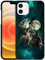 GlamCase for iPhone 12 Mini, iPhone 12 Mini Case - Moon Wolf Face Design Printed Slim Fit Cute Plastic Hard Snap on Protective Designer Back Phone Case/Cover for iPhone 12 Mini