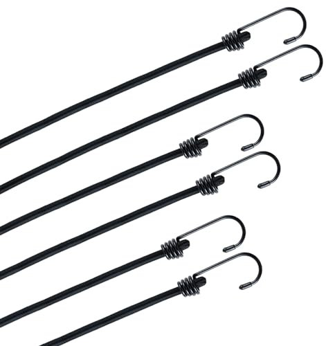 Corde elastiche con gancio,Elastici con ganci,Corda elastica per teloni,3 misure, adatte per fissare biciclette, motociclette e per il fissaggio di tende da campeggio all'aperto (nero)