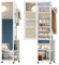 Hzuaneri Schmuckschrank, Spiegelschrank, stehender Schmuck-Organizer mit 1 Kleiderständer, 3-stufige Ablageflächen mit 4 Kleiderhaken, Weiß und Beige JC17003BE