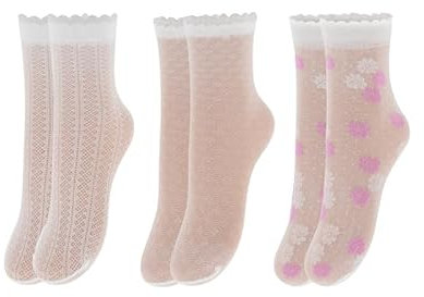 AQUILONE Calzini Fantasia Assortiti, Calzini Bambina Estivi con Merletto e Fantasia, Accessori per Abbigliamento Bambina, Ideali per Cerimonia - Made in Italy - 3 Paia (31-36)