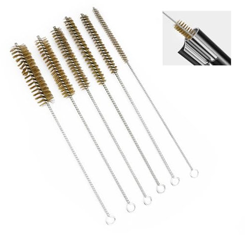 6 Stück Messingrohrreinigungsbürste Set, Messing Zylinderbürste 8-25 mm, Messingdraht-Rohrbürsten, Messingbürste Rund, Bohrlochbürste mit Langem Griff für Strohhalm Bürste Kleine Zwischenräume