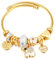 ATE Bettelarmband Vergoldeter Edelstahl Offenes Armband mit Beads und Charms Lebendiger Stil JWB212 (Elefant)