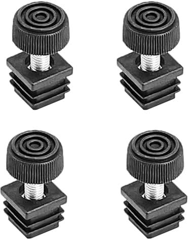 Supertool Lot de 4 pieds de nivellement réglables - 20 x 20 mm - Embouts de pieds de chaise avec filetage de réglage pour pieds de meubles - Noir