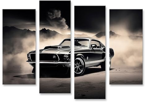 islandburner Prime Bild auf Leinwand Majestätisches Schwarz Weiß Foto eines Mustang Bilder Wandbilder Poster