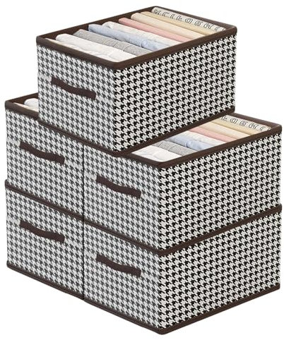 Mulaibdin 5 Pcs Clothes Storage Boxes, Foldable Wardrobe Storage Organiser for Clothes, Large Capacity Drawer Organiser, Fabric Storages Box for Underwear,Towel, Shirts,Jeans,Toys