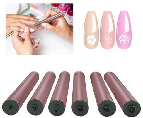 6Pcs Nail Art Stamp Pen Set, Nail Art Flower Pen with 6 Different Patterns, Nail Art Drawing Pen, Nail Graffiti Nail Art Dotting Design Tools With Floral Patterns, Nail Tool for Diy Nail Art Design