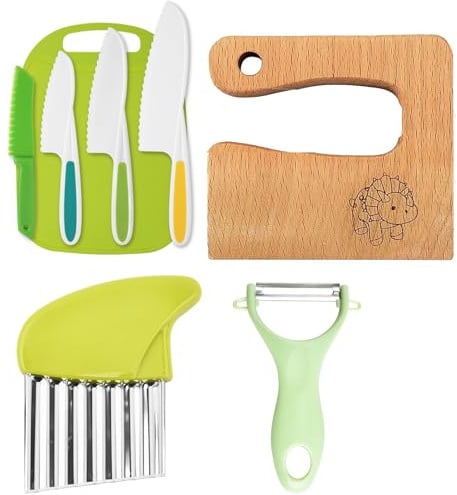 8-teiliges Sicherheits-Küchenmesser Set, Wolkenschaukel Schneideset zum Schneiden und Kochen von Obst oder Gemüse für Kochanfänger