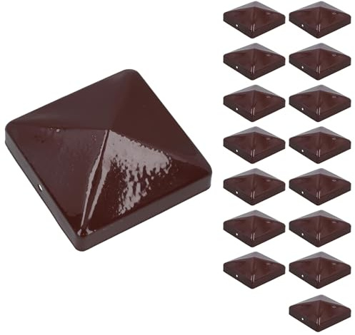 Metal Fence Post Caps for Fence Posts 100mm x 100mm Protector Cover Brown 16pc