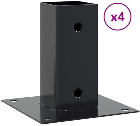 vidaXL Pfostenträger Quadrat 4 Stk. 61x61 mm Pulverbeschichteter Stahl, Pfostenschuh, Stützenschuh, Pfostenhülse, Pfostenanker, Stützenfuß